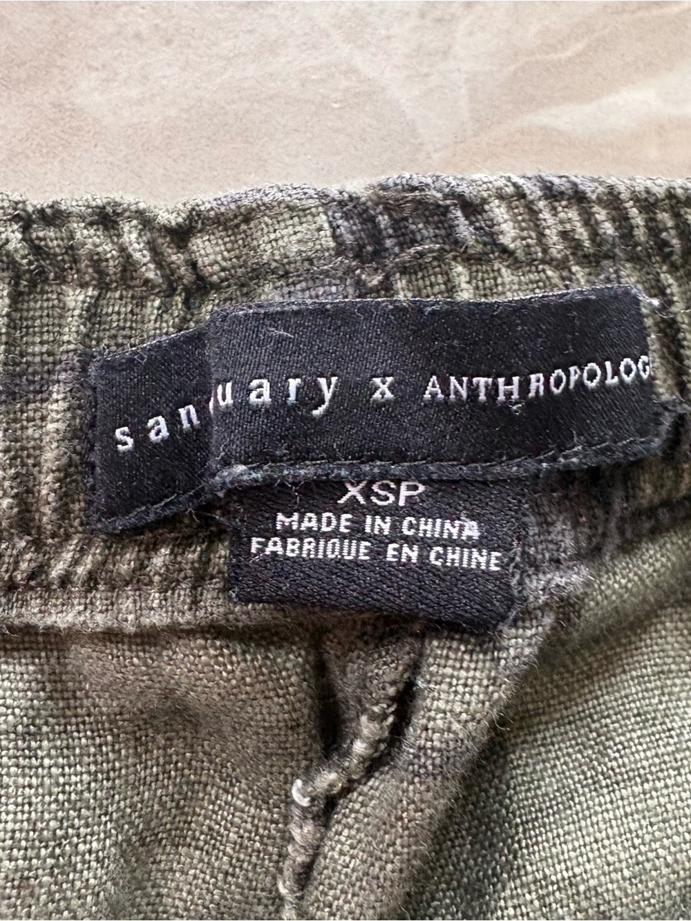 Sanctuary x Anthropologie Cropped Green Camo Linen Cargo Pants Women’s XS - Picture 3 of 8